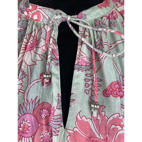 Anthropologie Jennifer & Grace Colorful Floral Short Puff Sleeve Blouse - Picture 3 of 10